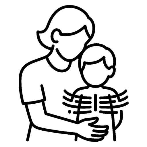 Doctor and child with chest X-ray outline